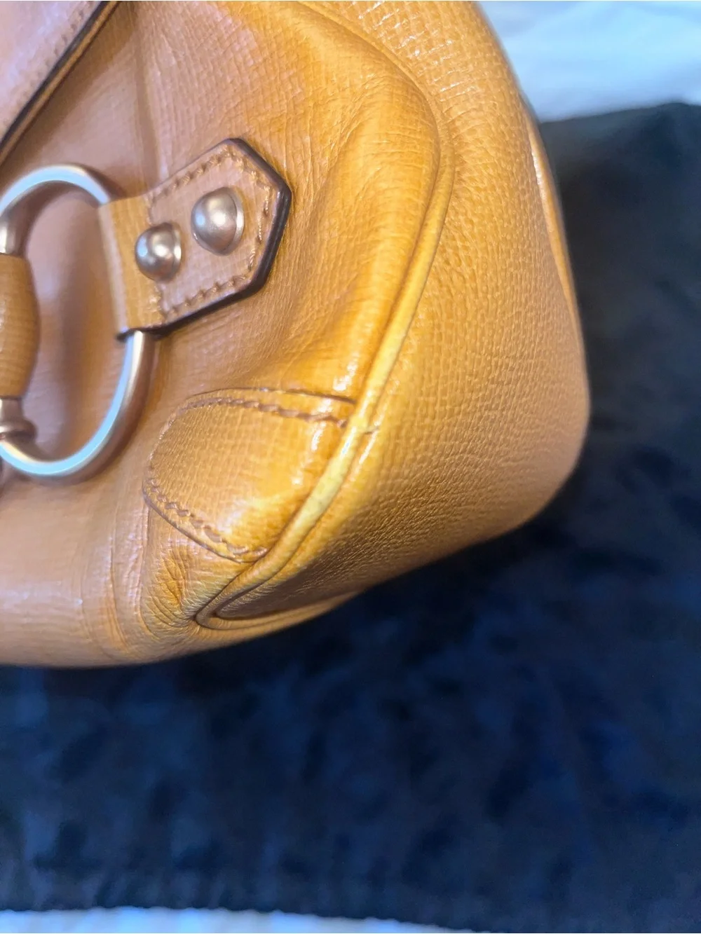 Gucci Yellow Mustard Leather Shoulder Bag with Horsebit Detail